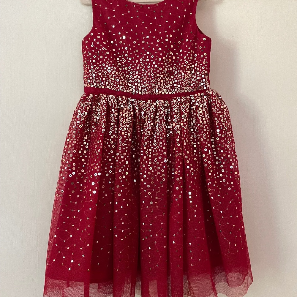 H&M Girls Sequin Red Party Dress Size 4T